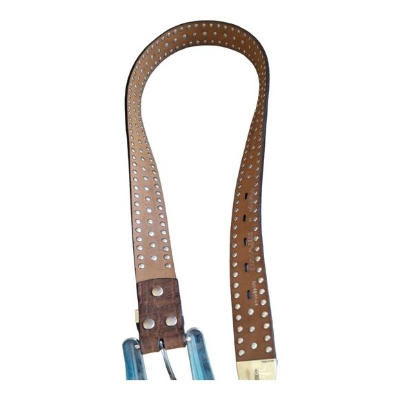 Nocona Belt Co. Leather Turquoise Stud Western Rodeo Festival Rhinestones size M - Picture 14 of 15